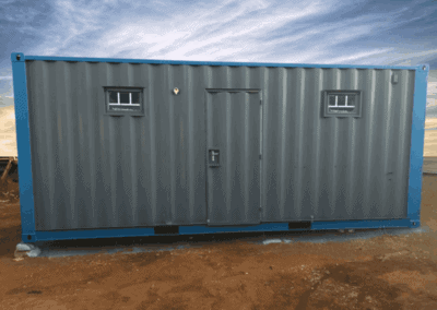 Converted shipping container used for storage or workspace in South Africa.